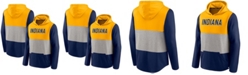 Fanatics Men's Gold and Navy Indiana Pacers Linear Logo Comfy Colorblock Tri-Blend Pullover Hoodie